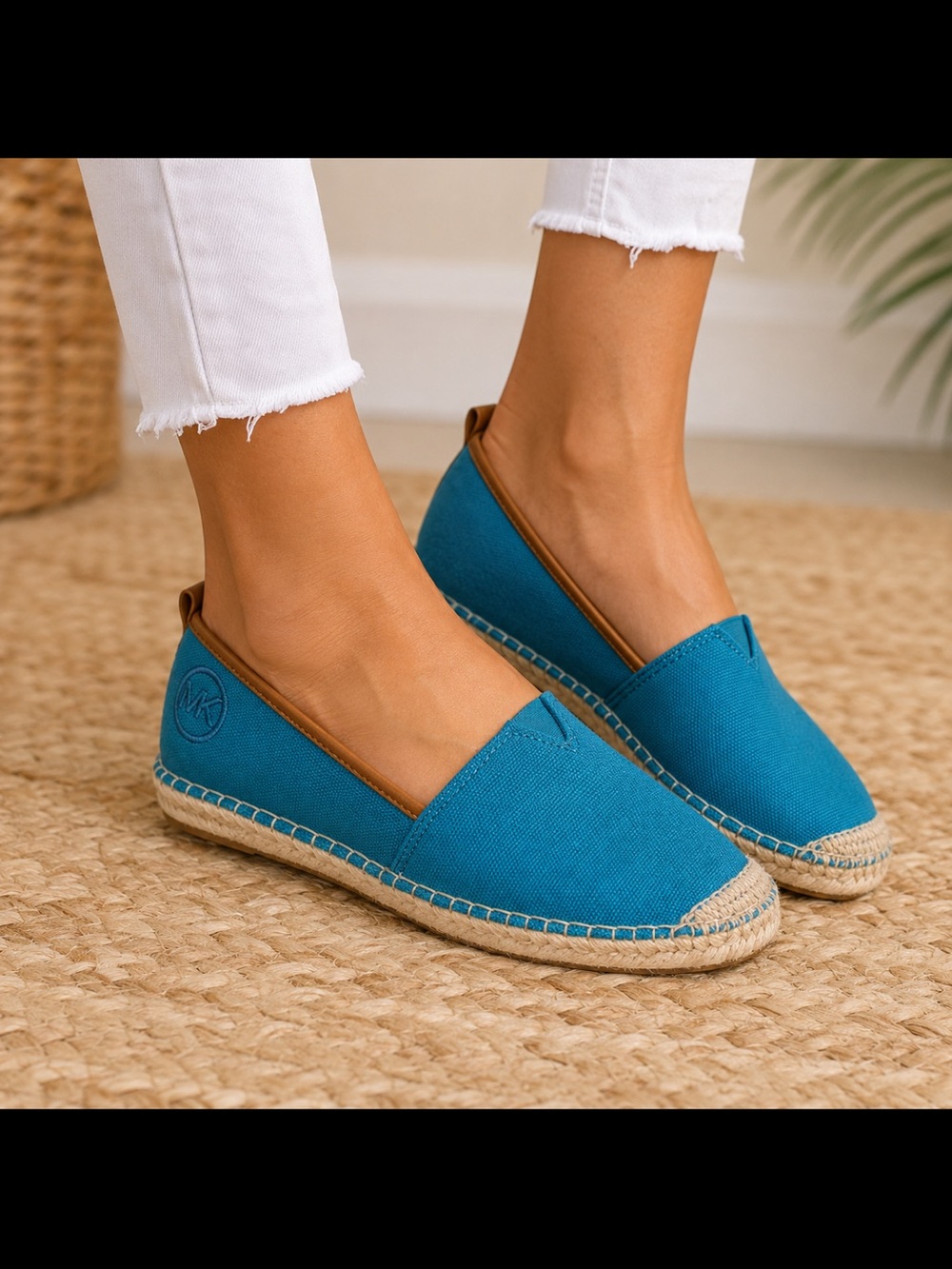 Michael Kors teal Meg Espadrilles slip on flats